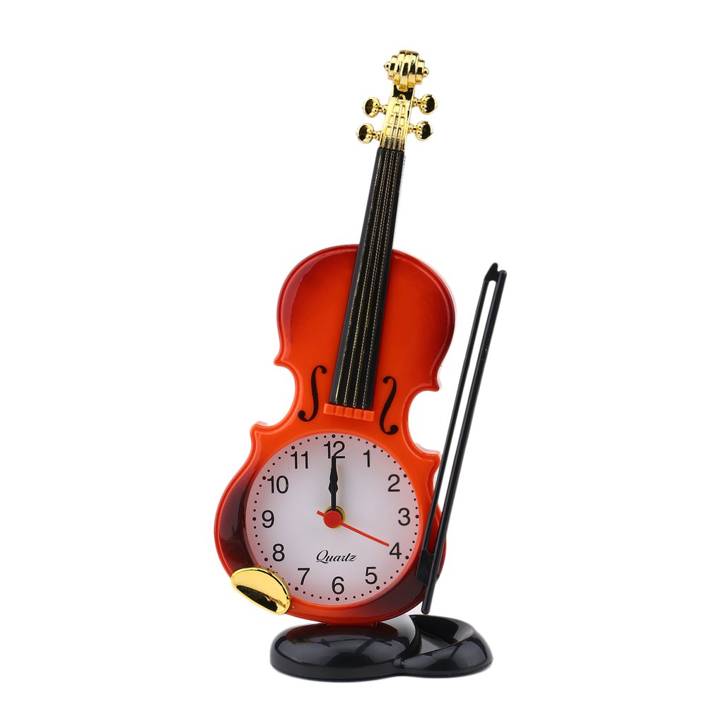 1 pc Small Travel Bed Compact Quartz Simulated Clock Violin Alarm Clock 