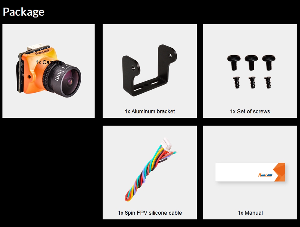 RunCam Micro Swift 3 OSD FPV Camera 600TVL 1/3" SONY Super HAD II CCD Sensor 2.1mm FOV 165 Degree - NTSC