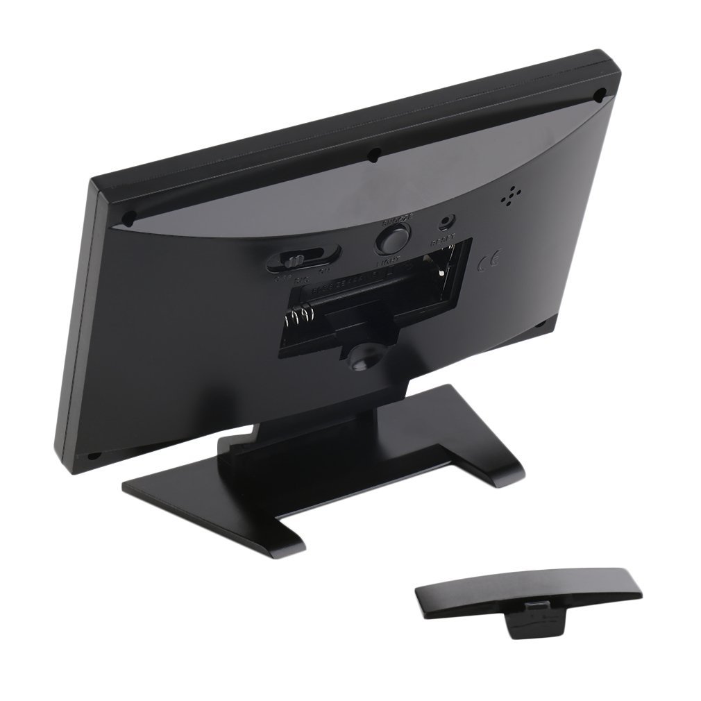 Voice Control Back-light LED Alarm Desk Clock Weather Monitor Calendar - Black