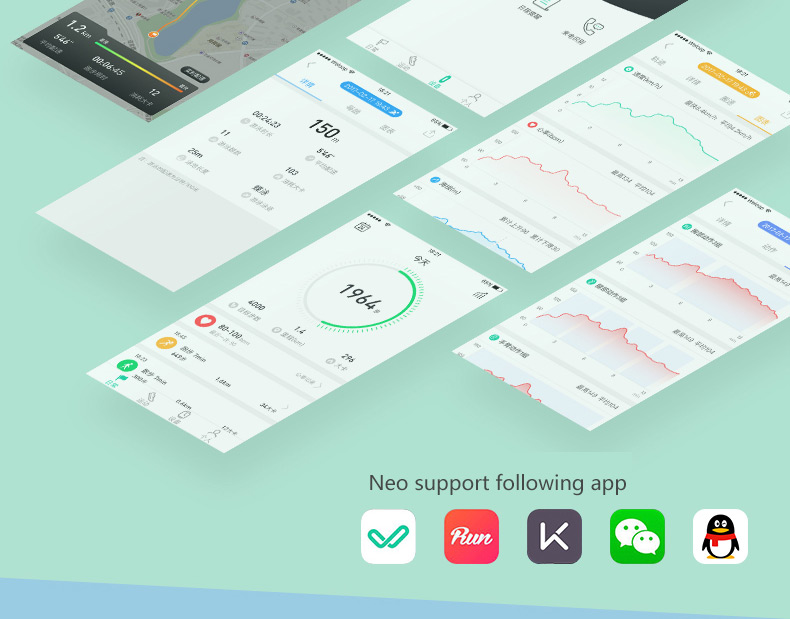 Weloop Neo Smart Bracelet GPS Dynamic Heart Rate Monitor Color IPS Screen Sports Bracelet - Black