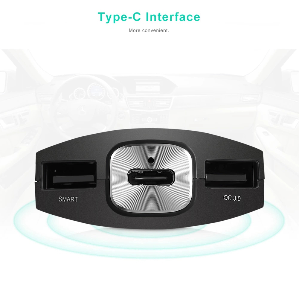 Philips DLP2012 Car Charger QC 3.0 Type-C Dual USB Ports LED Indicator - Black