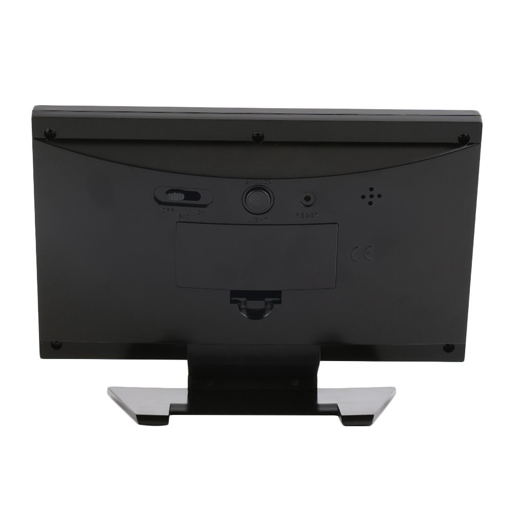 Voice Control Back-light LED Alarm Desk Clock Weather Monitor Calendar - Black