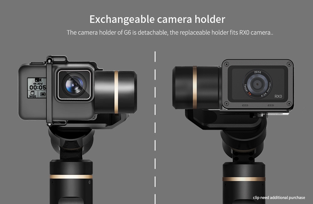 Feiyu Tech G6 3-Axis Brushless Handheld Gimbal Stabilizer for GoPro HERO6 HERO5 RX0 Action Camera