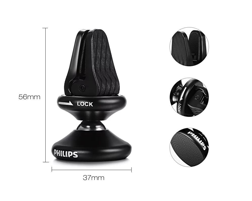 Philips DLK35006 Universal Car Mobile Phone Holder Outlet Magnetic Bracket For Tablet/Mobile Phone - Black