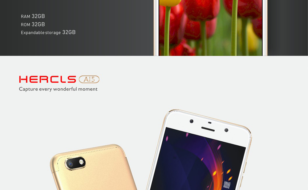 [HK Stock]HERCLS A15 5.2 Inch Smartphone MTK6737 3GB 32GB  8.0MP Android 7.0 Touch ID 2600mAh - Black