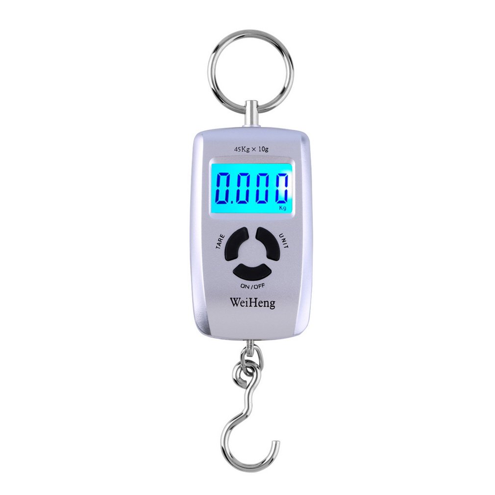WH-A05L LCD Portable Digital Electronic Scale 10-45kg 10g for Fishing Luggage - Silver
