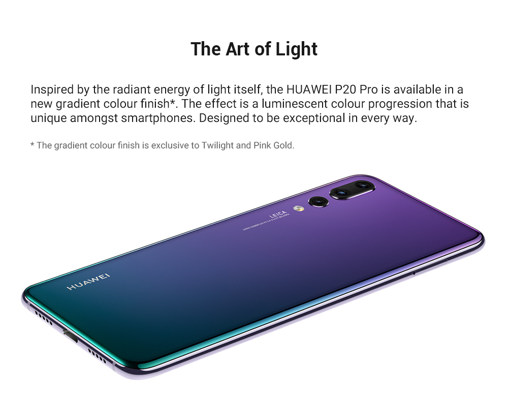 HUAWEI P20 Pro 6.1 Inch Smartphone FHD+ Screen Kirin 970 6GB 64GB 20.0MP+40.0MP+8.0MP Three Rear Cameras Android 8.1 - Aurora Color