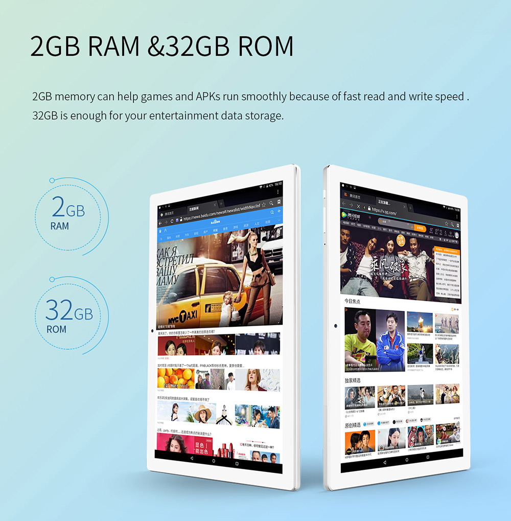 Teclast P10 Tablet MT8163 Octa Core 10.1" IPS Screen 1920*1200 Android 7.1 2GB RAM 32GB ROM - Silver+White