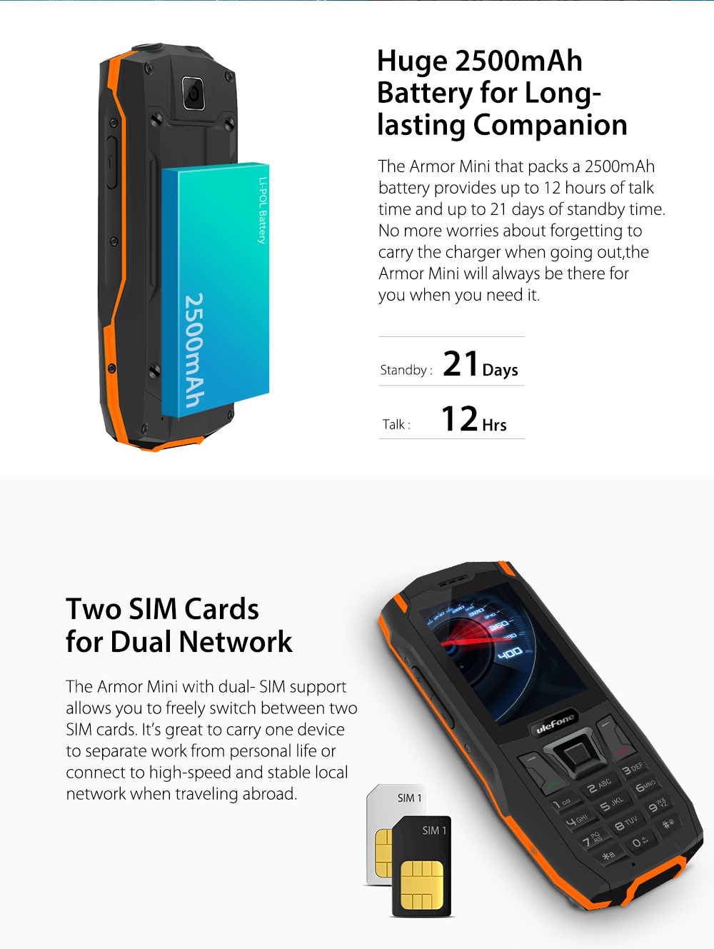 Ulefone Armor Mini 2.4 Inch Rugged Phone Black