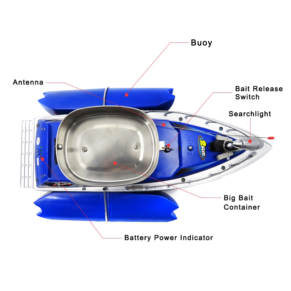 Flytec 3 Generation Intelligent Fishing Bait RC Boat with 1.2KG Max Loading LED Light - Green
