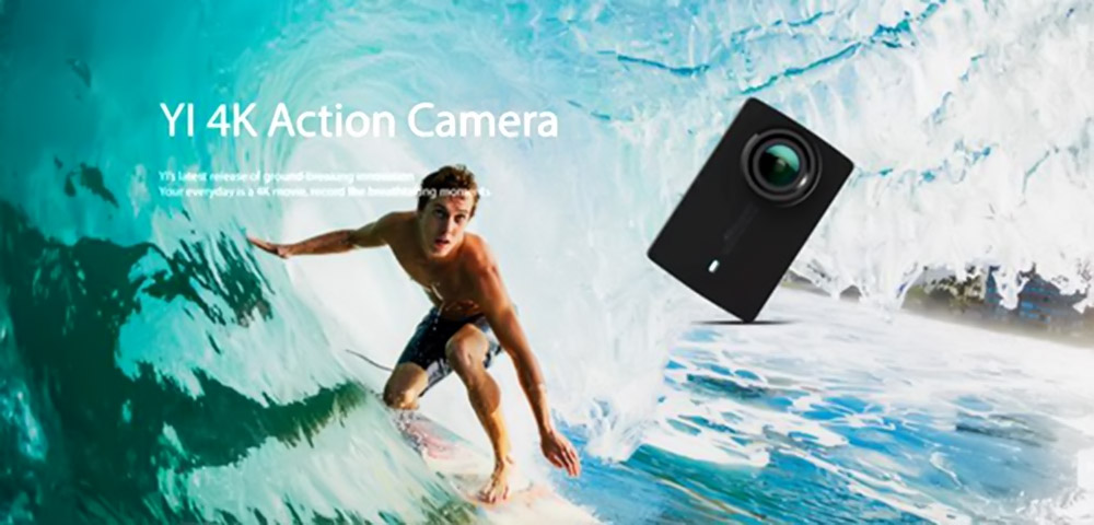 Xiaomi YI 4K Action Camera 2.19' Retina Screen Ambarella A9SE75 Sony IMX377 12MP 155 Angle Wide 1400mAh EIS - Black