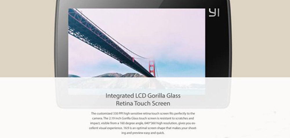 Xiaomi YI 4K Action Camera 2.19' Retina Screen Ambarella A9SE75 Sony IMX377 12MP 155 Angle Wide 1400mAh EIS - Black