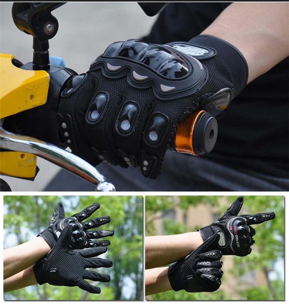 Pro-Biker MCS-01C Full Finger Safety Gloves Size L Riding Gloves For Bicycle / Motorcycle / Racing - Black