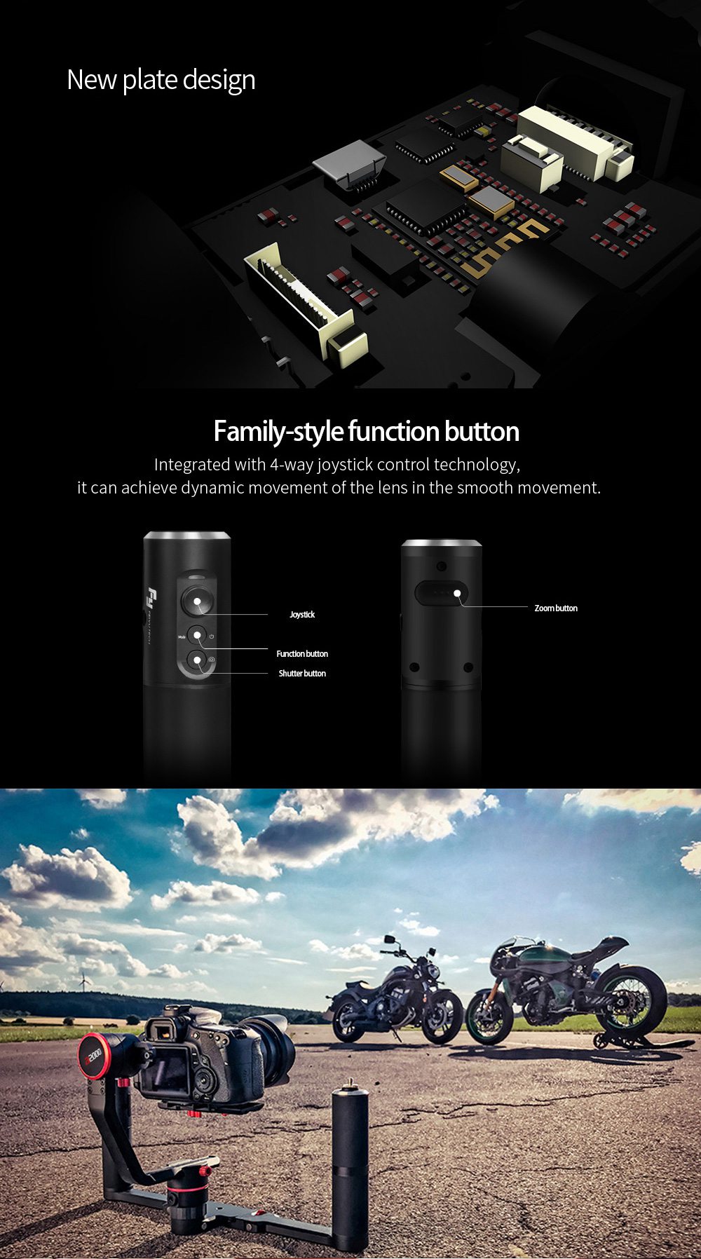 FeiyuTech A2000 3-Axis Brushless Handheld Gimbal for  Mirrorless DSLR Camera - Single Handheld