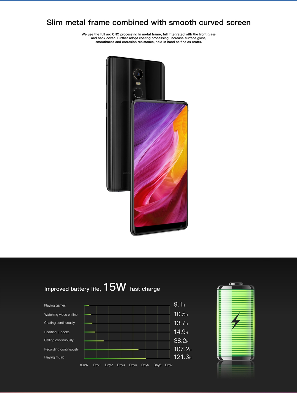 AllCall MIX 2 5.99 Inch 4G Smartphone MTK6763 6GB 64GB 16.0MP Back Camera Android 7.1 Face ID 18:9 Screen - Blue