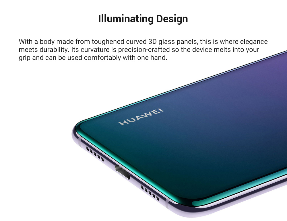 HUAWEI P20 Pro 6.1 Inch Smartphone FHD+ Screen Kirin 970 6GB 128GB 20.0MP+40.0MP+8.0MP Three Rear Cameras Android 8.1 - Aurora Color