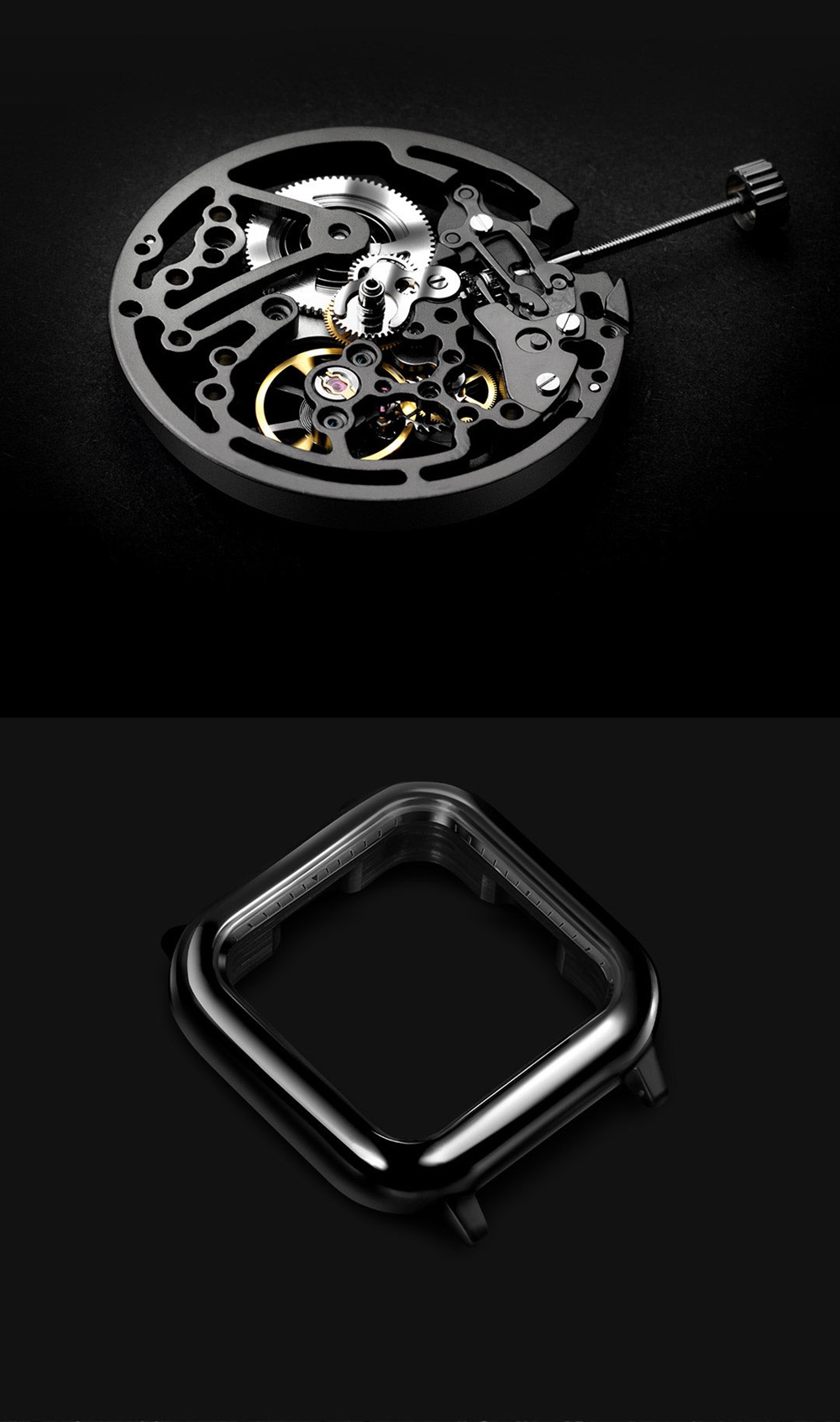 Xiaomi CIGA Wristwatch Hollow Mechanical Stainless Steel Braided Band Automatic Mechanical Core Men's Watch -Black