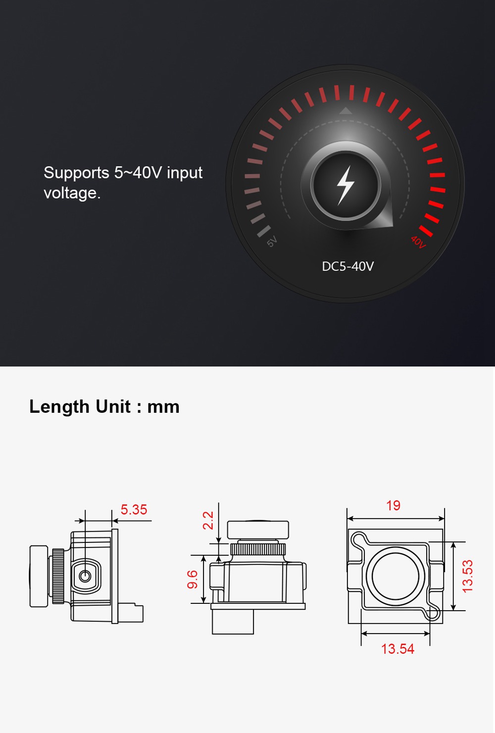 Foxeer Monster Micro Pro WDR 1200TVL 1.8mm 1/2.9" CMOS Sensor 16:9 5-40V Wide Voltage FPV Camera N/P Switchable - Red