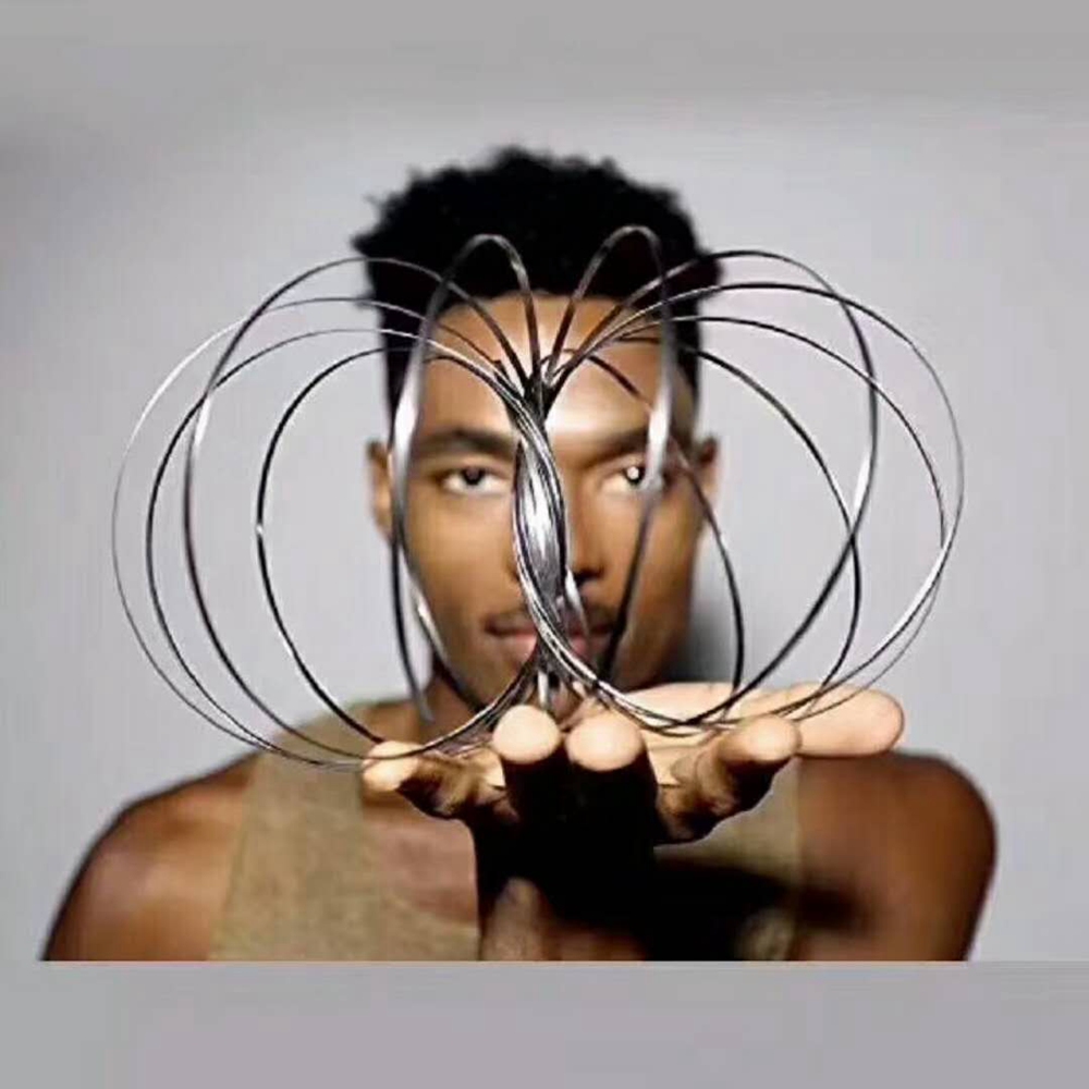 Toroflux Torofluxus Flowtoy Flow Ring Toys Kinetic Spring Toy Funny Outdoor Game - Silver