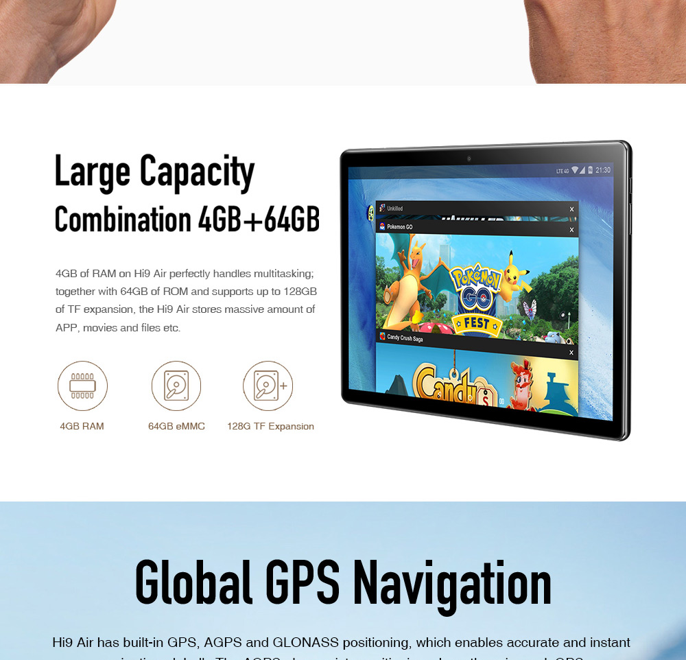 Chuwi Hi9 Air 4G Tablet PC MTK6797 Deca Core 10.1" 2K Screen 2560*1600 Android 8.0 4GB DDR3L 64GB eMMC - Black