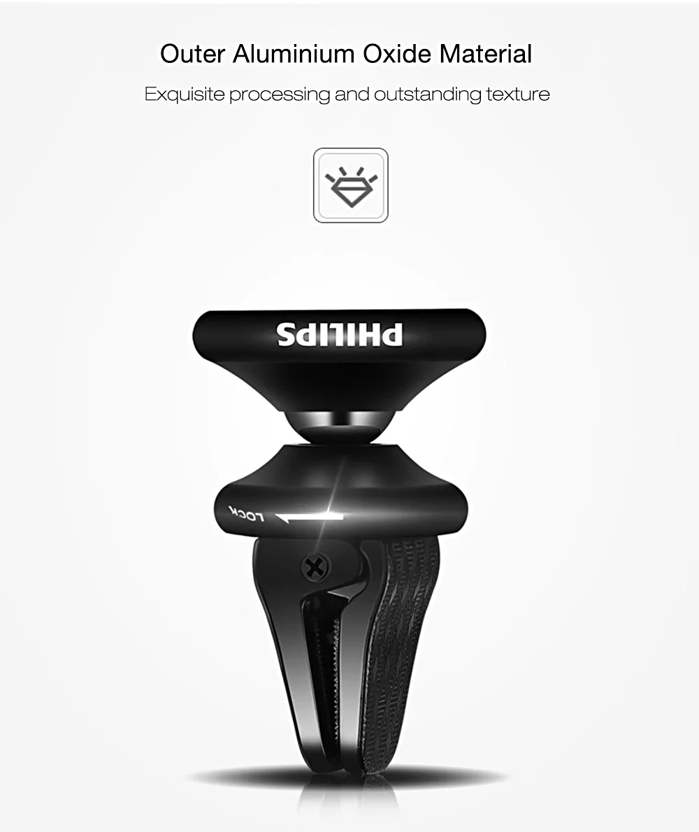 Philips DLK35006 Universal Car Mobile Phone Holder Outlet Magnetic Bracket For Tablet/Mobile Phone - Black