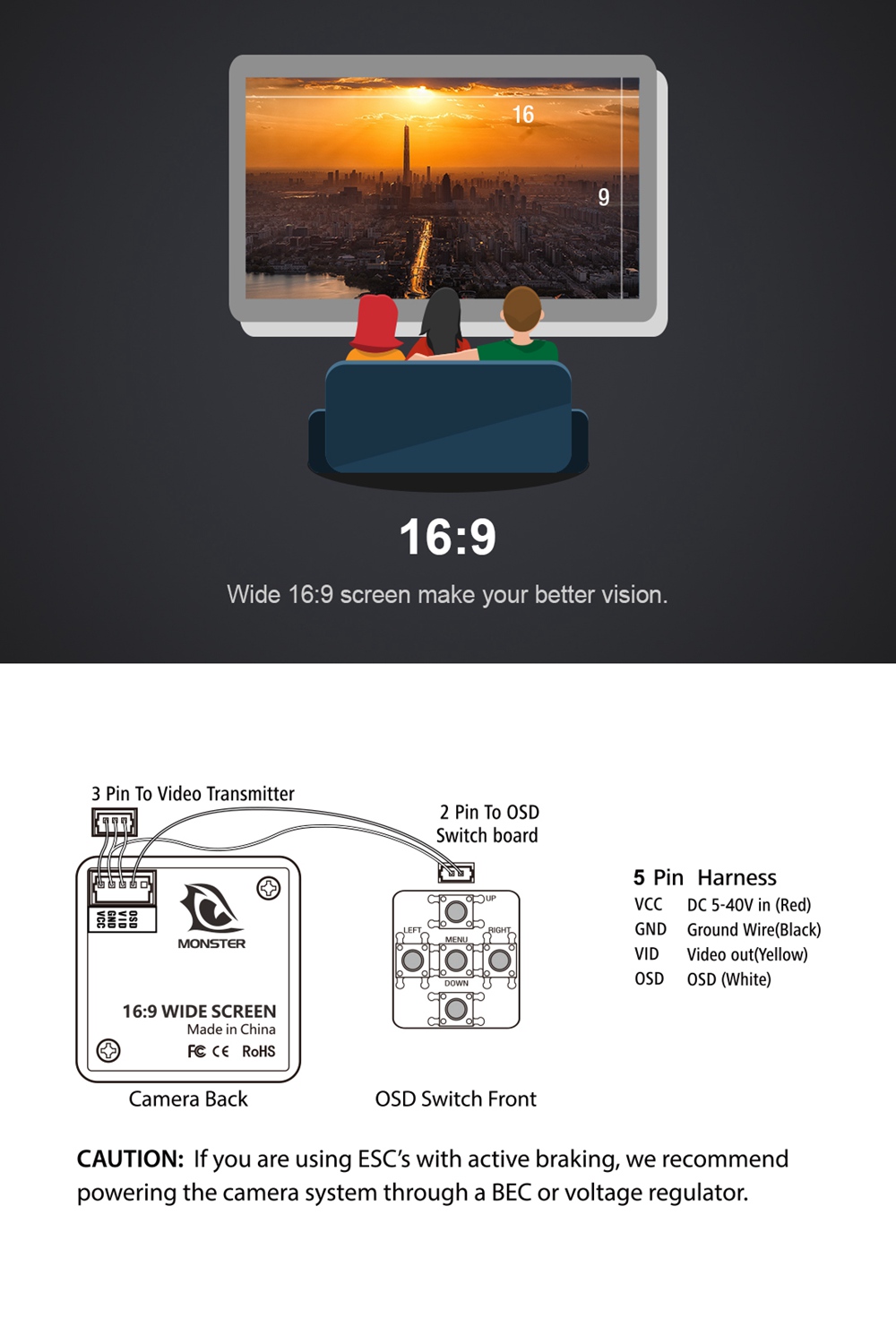 Foxeer Monster Mini Pro 1200TVL FPV Camera - Red