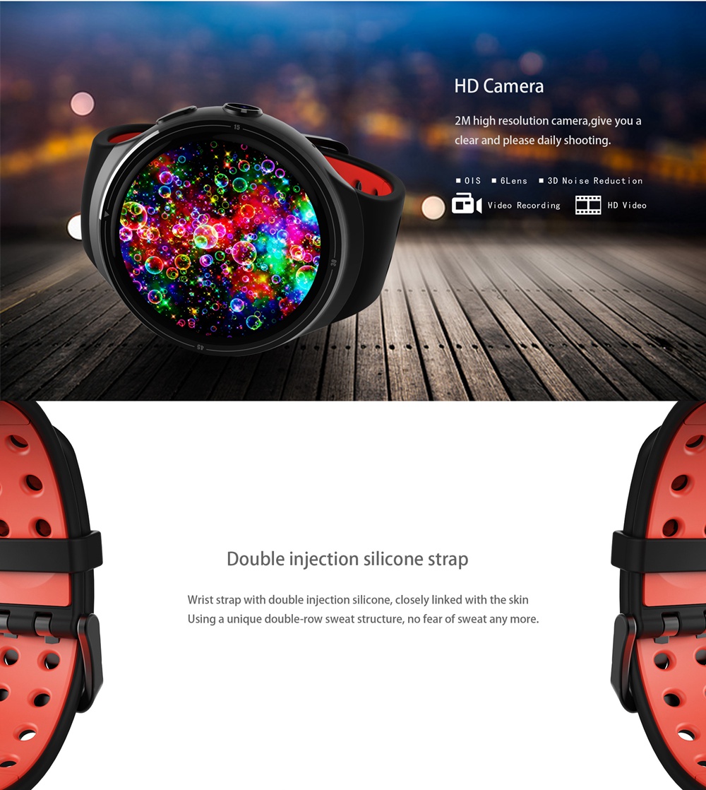 Z103G Smartwatch Phone MTK6580 Quad Core 1.3GHz Android 5.1 1GB RAM 16GB ROM GPS Bluetooth 4.0 - Black