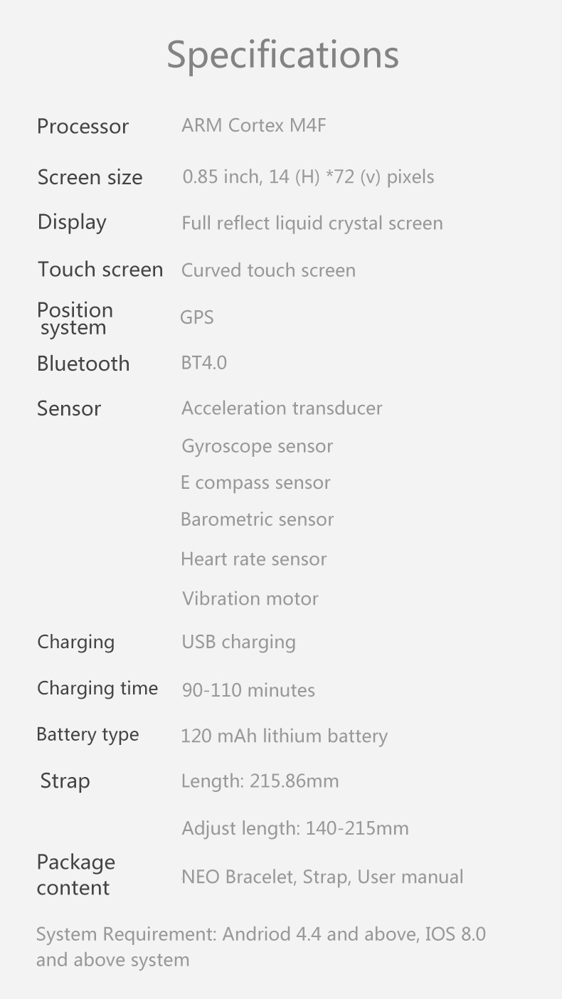 Weloop Neo Smart Bracelet GPS Dynamic Heart Rate Monitor Color IPS Screen Sports Bracelet - Black