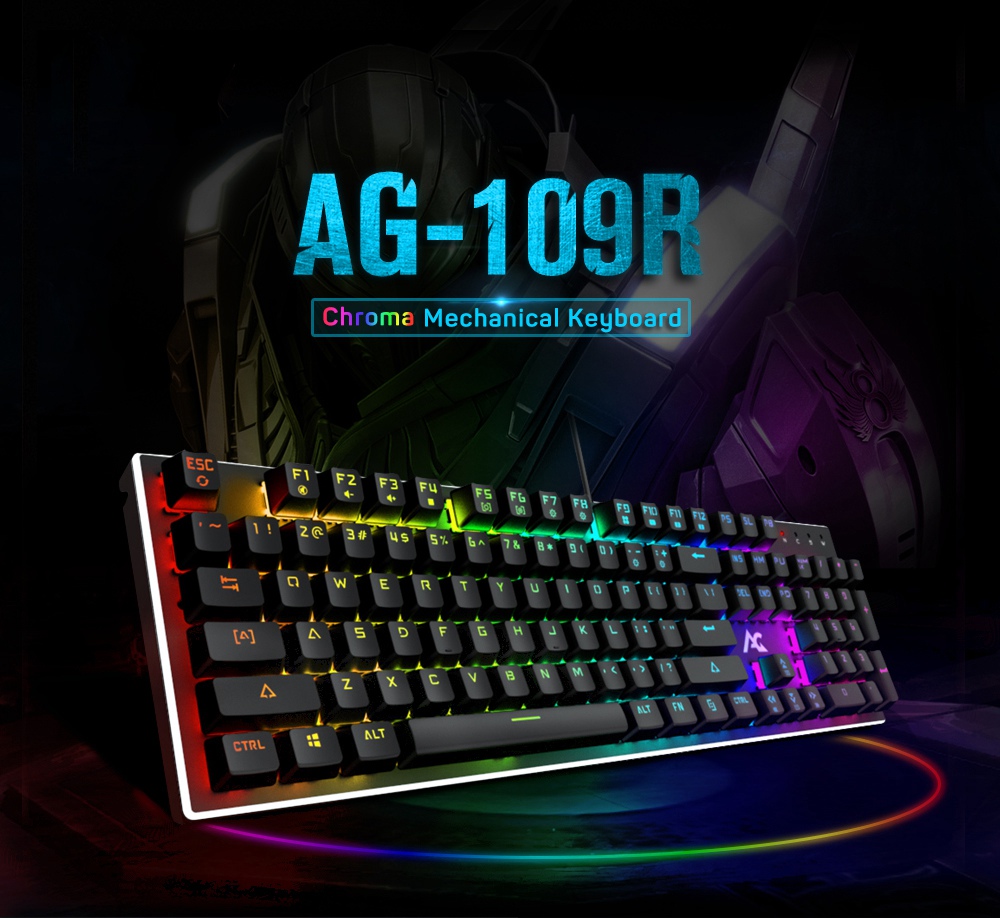 [Package B] ACGAM AG-109R 104 Keys RGB Mechanical Anti-Ghosting Gaming Keyboard US Layout + ACGAM G502 Gaming Mouse - Black