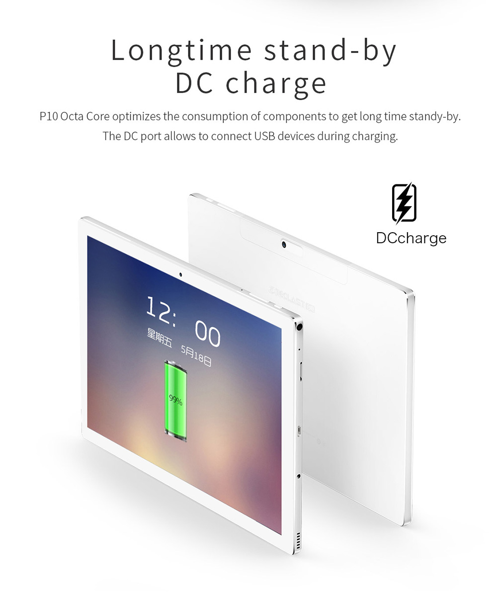 Teclast P10 Tablet MT8163 Octa Core 10.1" IPS Screen 1920*1200 Android 7.1 2GB RAM 32GB ROM - Silver+White