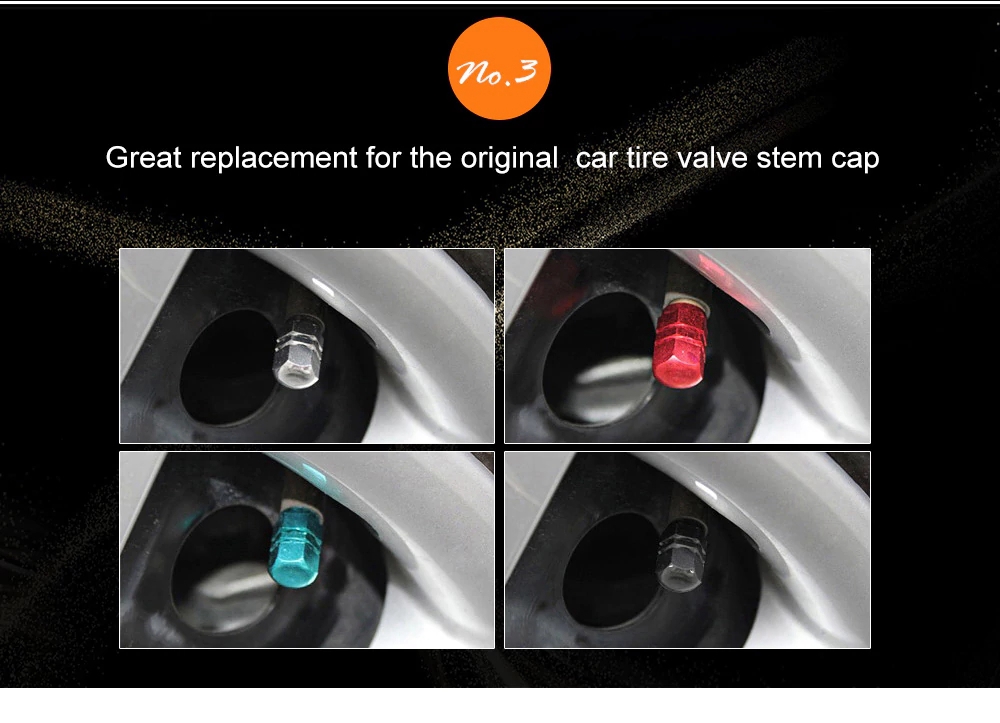 Hexagon Aluminum Car Tire Valve Stem Caps 4PCS Rim Dust Cap For Car/Motorcycle/Bicycle/Truck - Silver