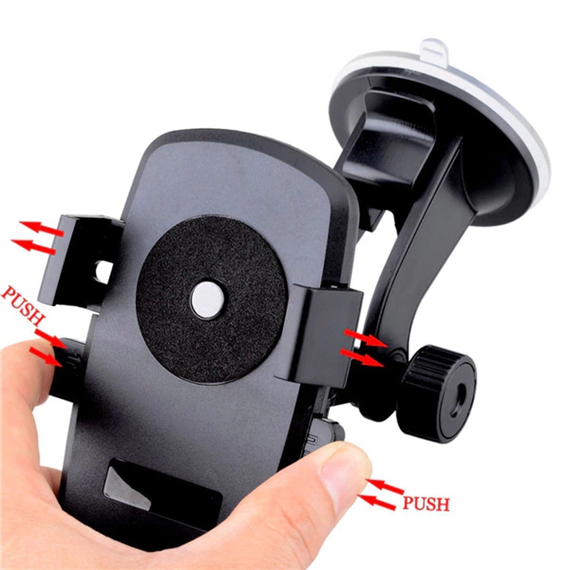 Windshield Dashboard Car Holder Phone Stand With Sucker Easy Installation For Apple/Xiaomi/Huawei - Black