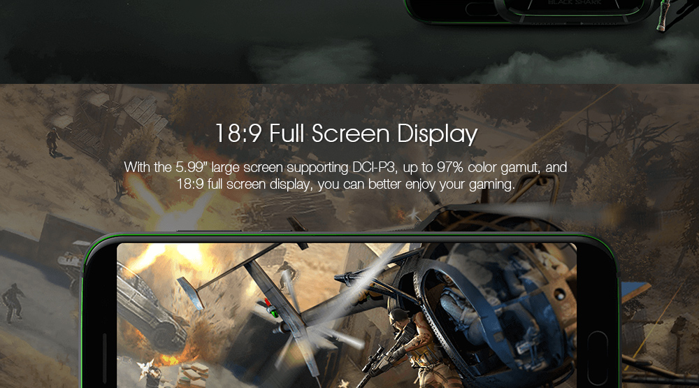 Xiaomi Black Shark Gaming Phone 5.99 Inch Smartphone Snapdragon 845 8GB 128GB  Android 8.0 OS 4G LTE - Black
