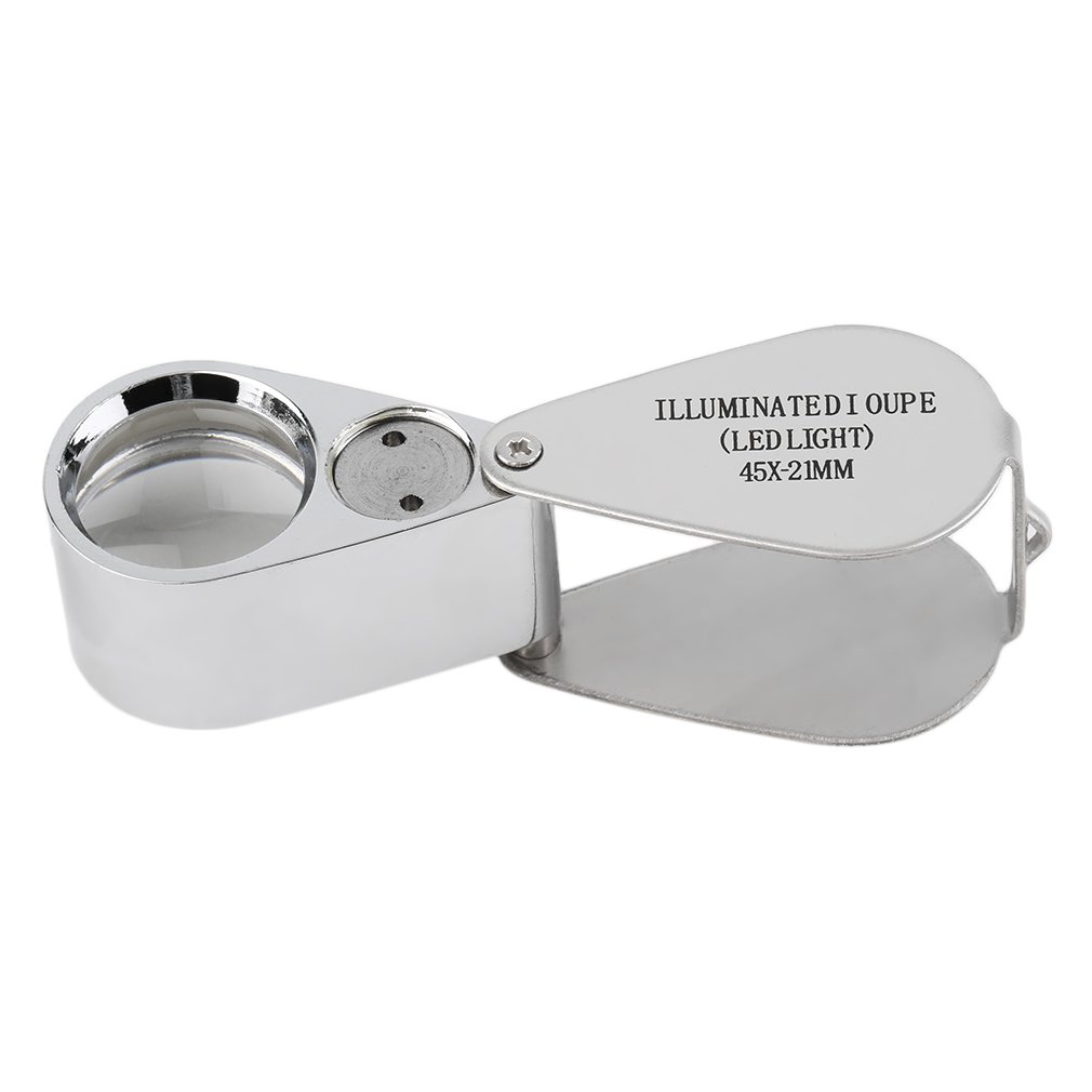 45x21mm Jewelers Eye Loupe Magnifier Magnifying Glass Rotate With LED Light