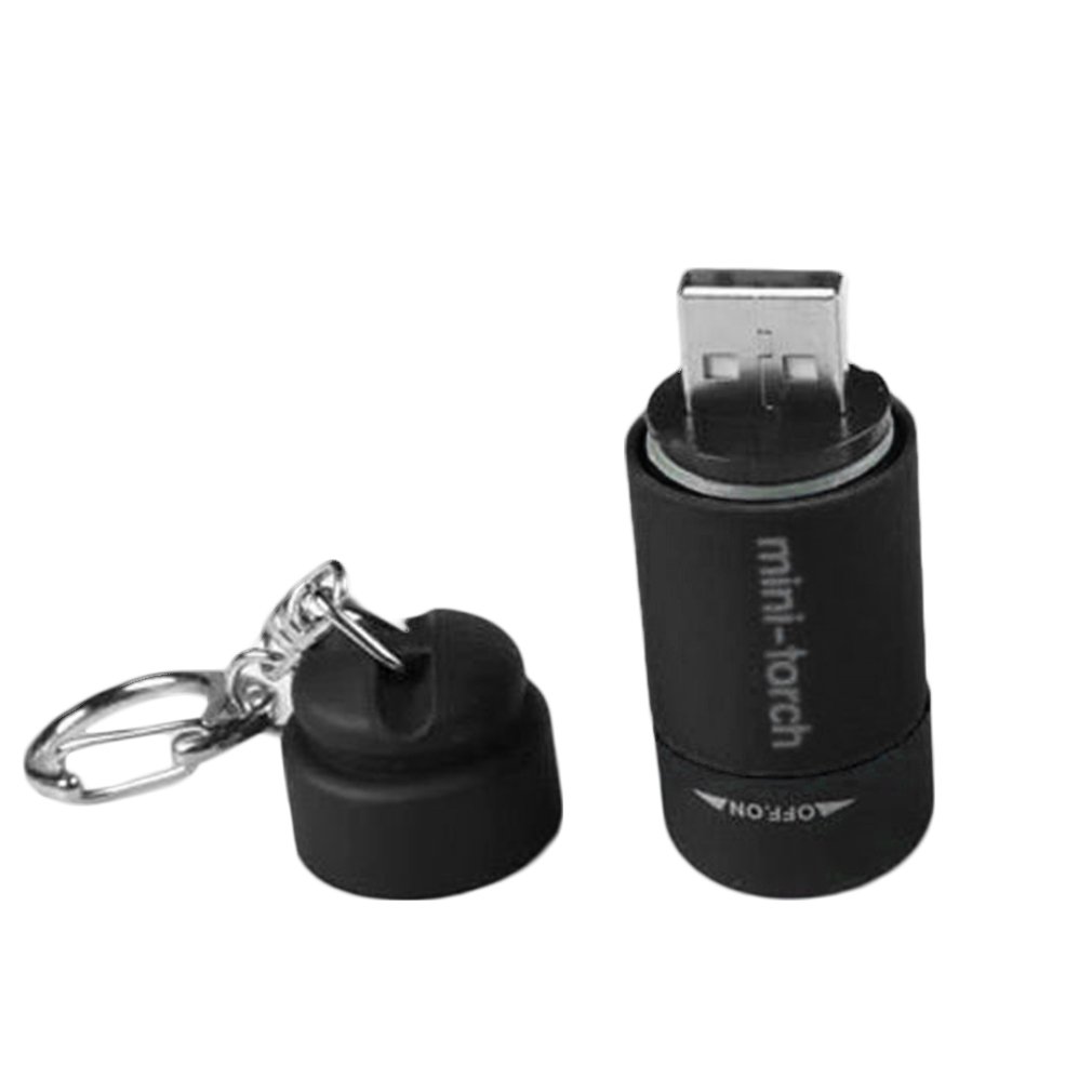 Portable Mini USB LED Torch Lamp Pocket Rechargeable Light Flashlight 0.5W - Black