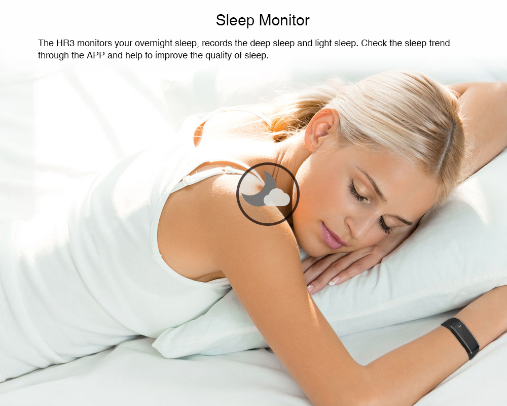 Makibes HR3 Smart Bracelet Continuous Heart Rate Monitor TFT Color Touchscreen IP67 Water Resistant Bluetooth Compatible With IOS Android - Black