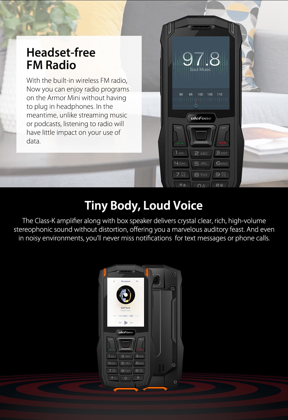 Ulefone Armor Mini 2.4 Inch Rugged Phone Black