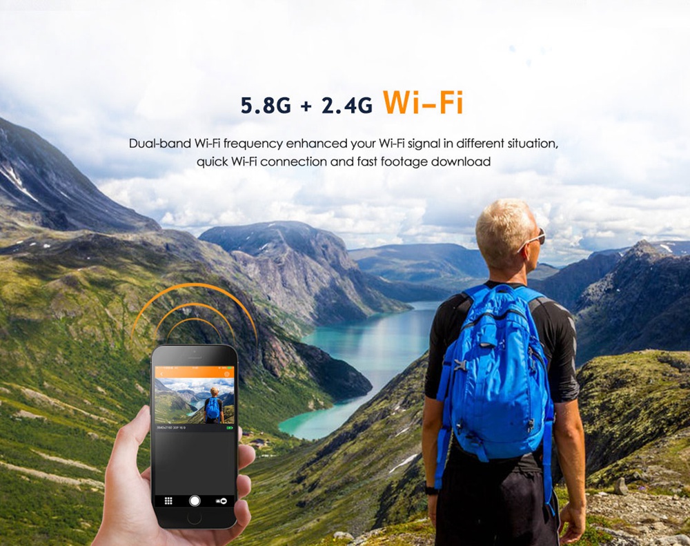 GITUP F1 4K WIFI Action Sports Camera FPV Remote Control Sony Exmor R Sensor - Black
