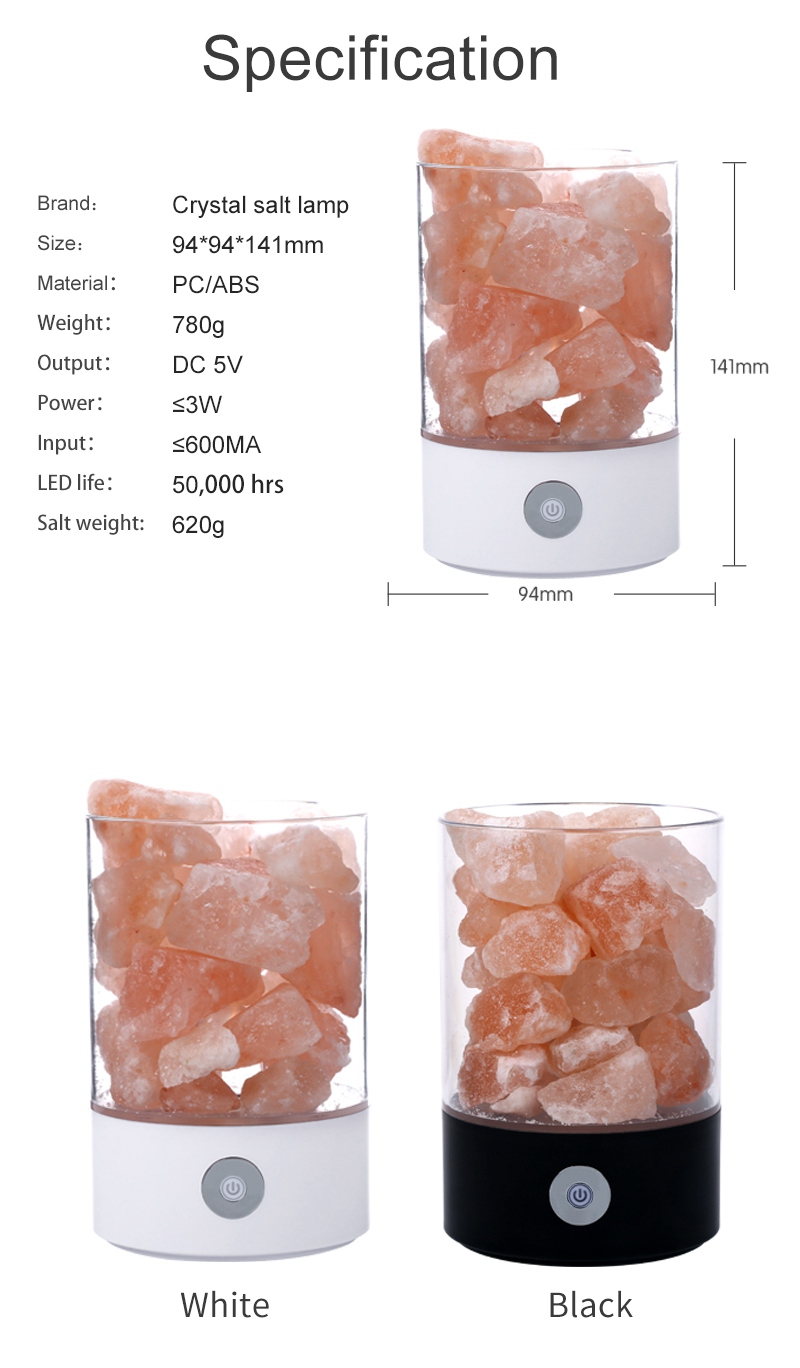 Himalayan Crystal Salt Lamp Air Purifier White