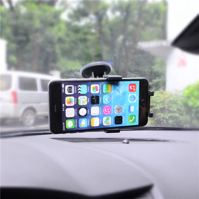 Windshield Dashboard Car Holder Phone Stand With Sucker Easy Installation For Apple/Xiaomi/Huawei - Black