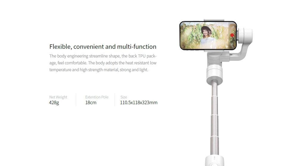 Feiyu Tech Vimble 2 3-Axis Brushless Handheld Gimbal Stabilizer for Smartphone - Snow White