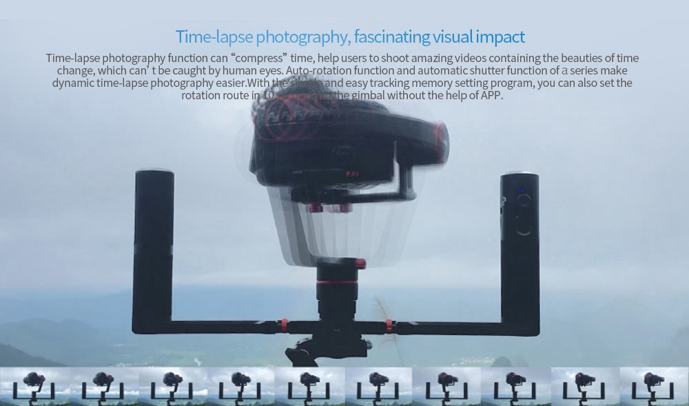 FeiyuTech A1000 3-Axis Brushless Handheld Gimbal for Mirrorless DSLR Camera Action Camera Smartphone - Single Handheld