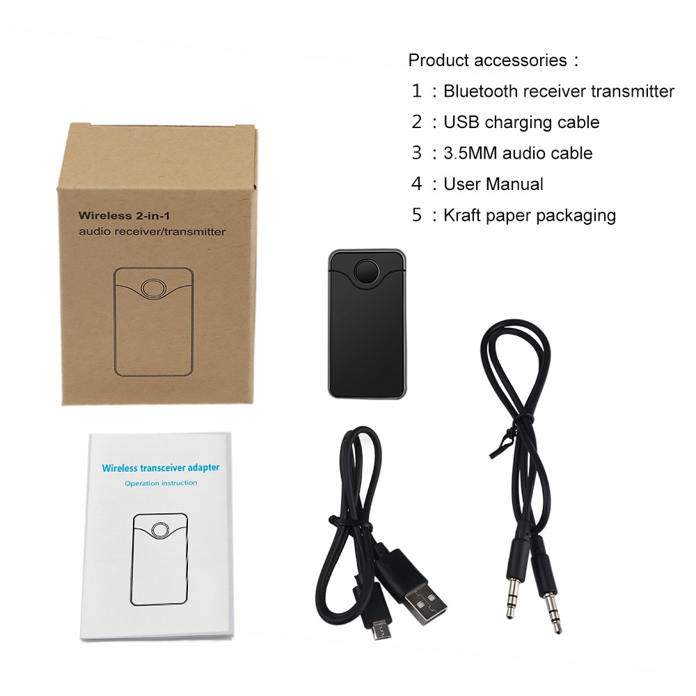 B18 Bluetooth Receiver/Emission Adapter Bluetooth 4.0 A2DP 3.5MM Micro USB Dual Lossless Audio Formats - Black