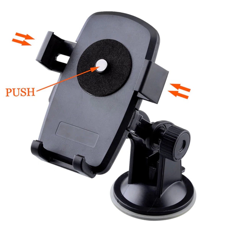 Windshield Dashboard Car Holder Phone Stand With Sucker Easy Installation For Apple/Xiaomi/Huawei - Black