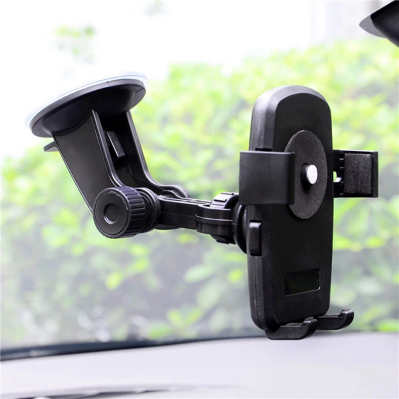Windshield Dashboard Car Holder Phone Stand With Sucker Easy Installation For Apple/Xiaomi/Huawei - Black