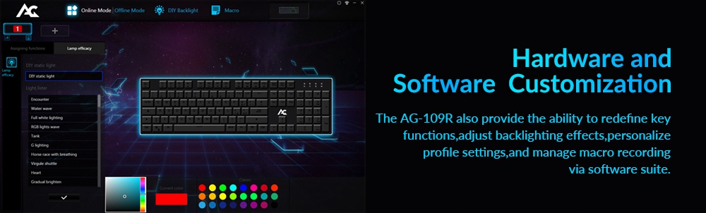 [Package B] ACGAM AG-109R 104 Keys RGB Mechanical Anti-Ghosting Gaming Keyboard US Layout + ACGAM G502 Gaming Mouse - Black