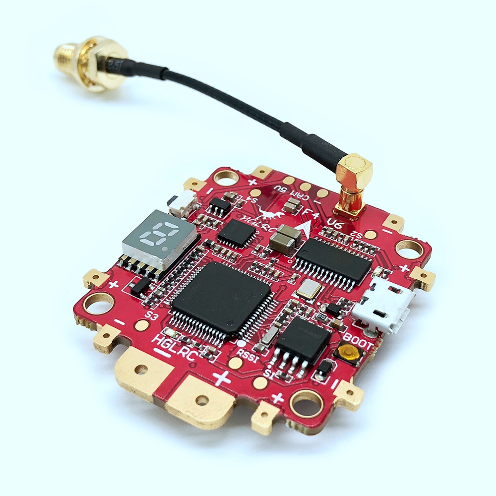 HGLRC F4 V6 PRO Flight Controller AIO OSD 5V/3A BEC PDB 5.8G 48CH VTX with Antenna Pigtail Cable - RP-SMA Female
