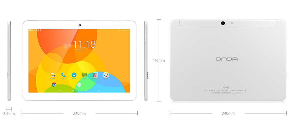 Onda X20 4G Phablet MTK6797 Deca Core GPS 10.1" IPS 2.5K Screen 2560*1600 Android 7.1 3GB DDR3L 32GB eMMC - White