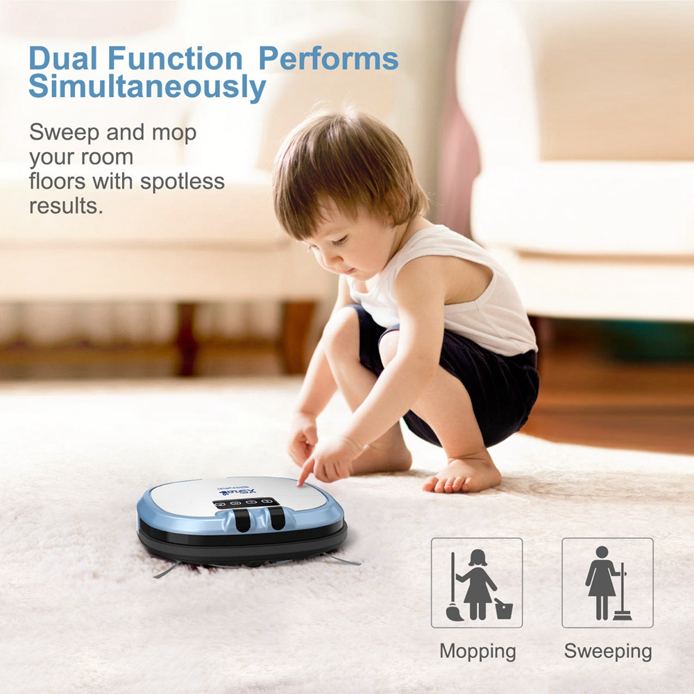 XShuai HXS-C3 Robotic Vacuum Cleaner HEPA Filter 1000Pa Suction Video Call Function Motion Detection works with Amazon A