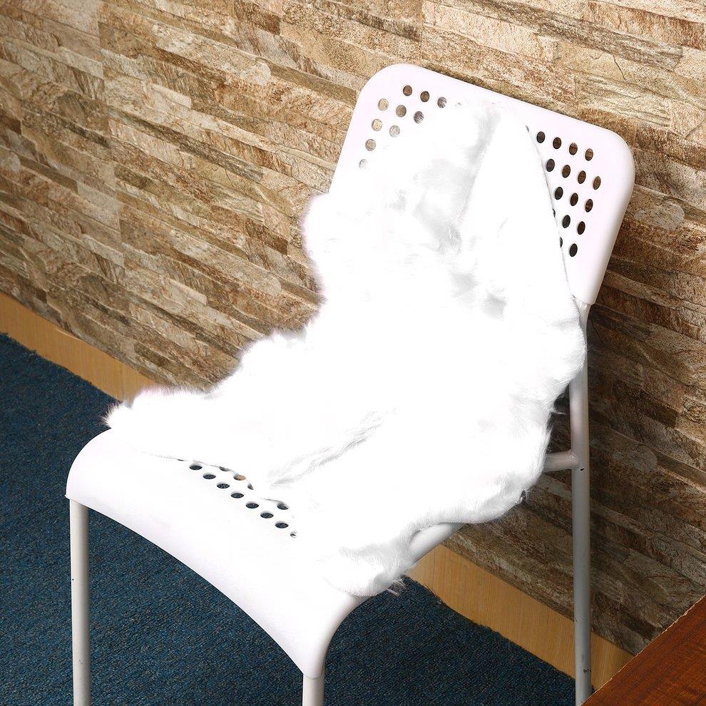 Super Soft Faux Sheepskin Sofa Cover Warm Hairy Carpet Seat Pad Fluffy Rugs - White